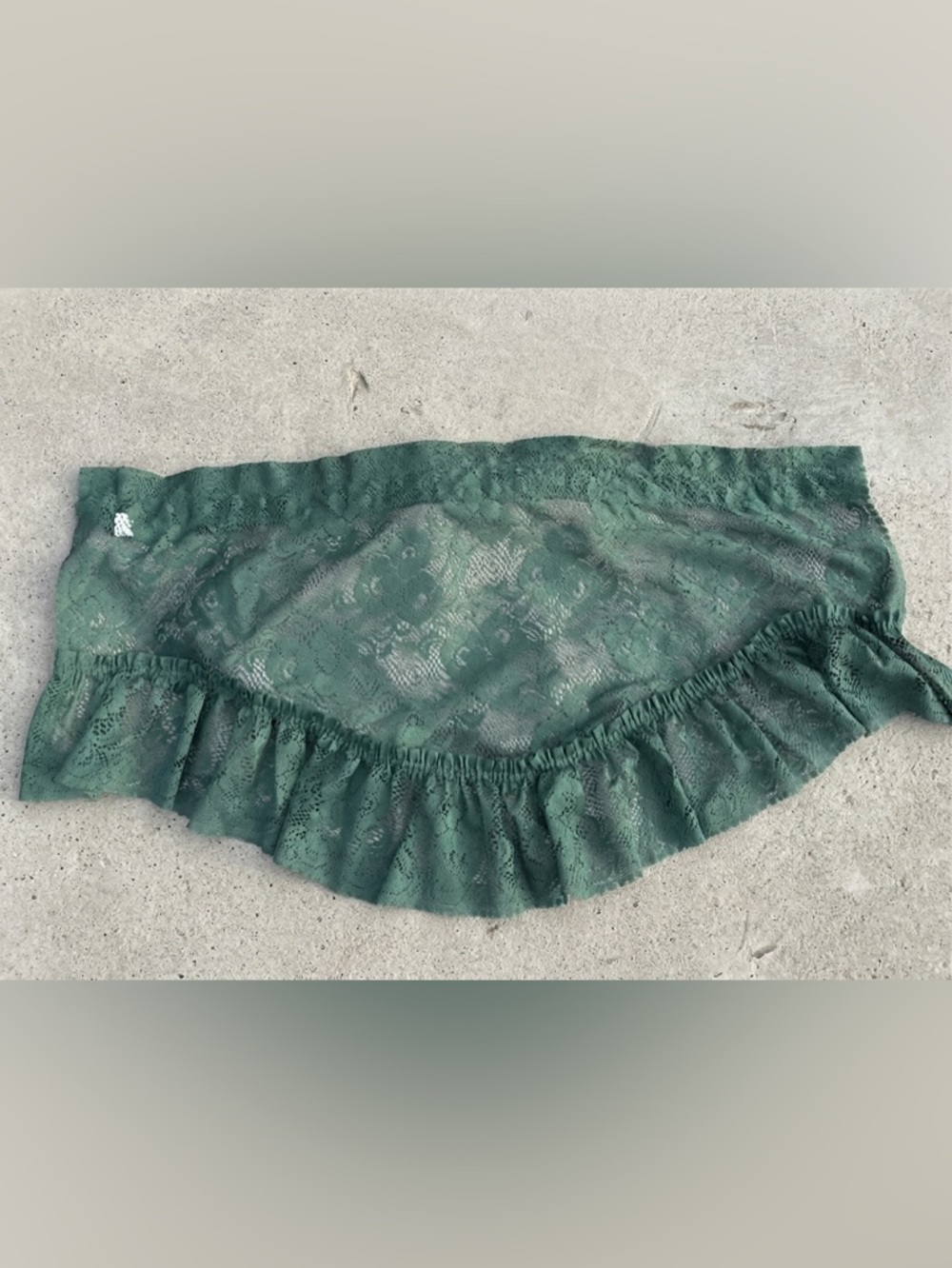 Vintage Hunter green lace window valance curtain sheer 40”x21”